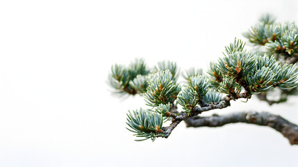 Snowy Pine Tree Branches in Gorgeous Winter Landscape