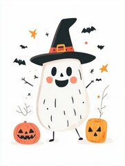 Halloween characters white background