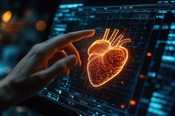 A person is touching a heart on a computer screen