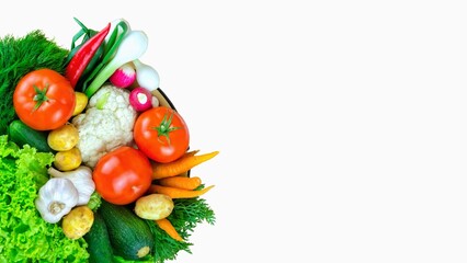 Vegetables on a white background.