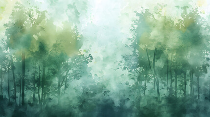 Naklejka premium Dense Woodland Watercolor Background watercolor