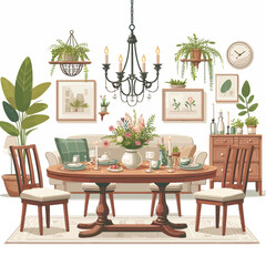 Dining Table set vector illustration