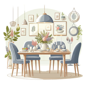 recommend clip art: Dining Table set vector illustration