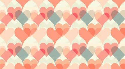 This geometric pattern showcases overlapping hearts in soft pastel peach colors, perfect for modern designs and trendy backgrounds