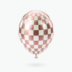 Pink White balloon. Luxury realistic balloons. Checkered pattern.