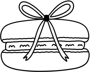 French Macaron with Ribbon Outline