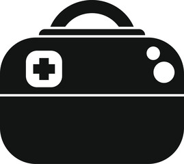 Obraz premium Black simple style icon of a closed first aid kit, for medical help concept