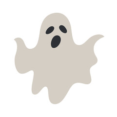Vector illustration of simple, flat design ghost, spooky and cute creature. Perfect for Halloween themed designs, decorations, and fun yet eerie projects. Playful and haunting appearance