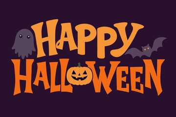 Happy Halloween inscription. Halloween print for flyer, poster, greeting card, banner.