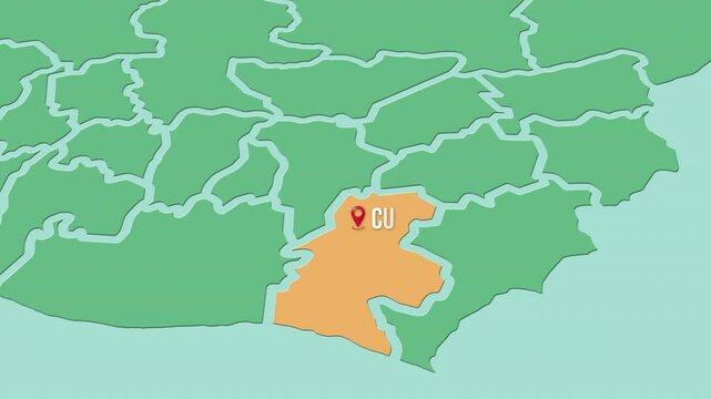 Mapa de Guatemala con divisi&oacute;n pol&iacute;tica resaltando el estado de Santa Rosa con su capital  Cuilapa. 