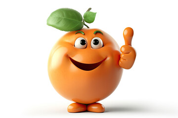 Obraz premium Smiling Apricot Cheerful 3D Character Giving Thumbs Up and Celebrating Sweet Summer Fruit