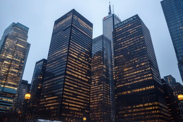 Naklejka premium Business skyscrapers in the Financial District, Toronto Downtown, ai