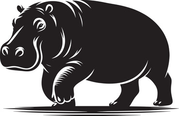 Hippo Silhouette isolated on white background Minimalist hippo vector illustration