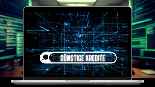 Ein Computer, Suchmaschine und Suche nach einem g&uuml;nstigen Kredit