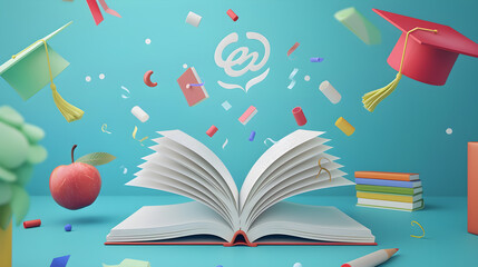 Open Book of Knowledge with Floating Ideas - Perfect for Education and Learning Concepts