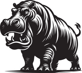 Fototapeta premium Hippo Silhouette isolated on white background Minimalist hippo vector illustration