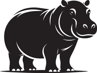 Hippo Silhouette isolated on white background Minimalist hippo vector illustration