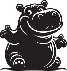 Hippo Silhouette isolated on white background Minimalist hippo vector illustration