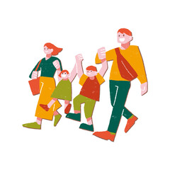 親子4人のイラスト