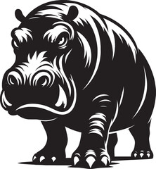 Hippo Silhouette isolated on white background Minimalist hippo vector illustration