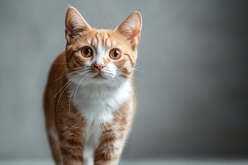 cute cat standing full body looking at camera , ai