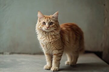 Obraz premium cute cat standing full body looking at camera , ai