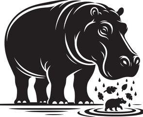 Hippo Silhouette isolated on white background Minimalist hippo vector illustration