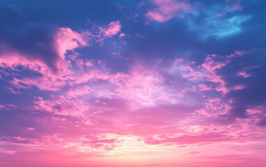 Obraz premium 3D Rendering of a Sunset Sky with Twilight Colors and Cloudy Nature Backgrounds on the Horizon