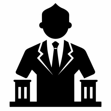 black suit man standing behind podium clip art preview