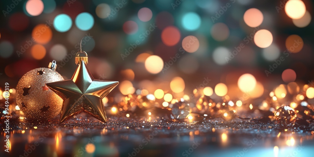 Leinwandbilder festive christmas background featuring 3d cartoon rendering with an elegant abstract design of bokeh