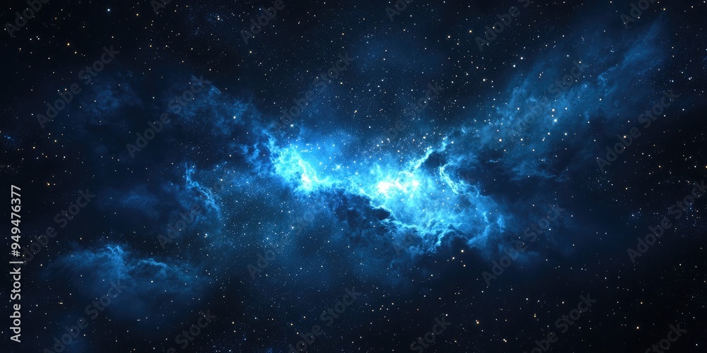 Poster high quality space background featuring a bright star nebula and a distant galaxy in a 3d cartoon re