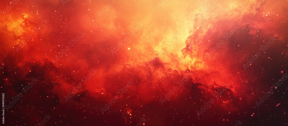 Aufkleber Bright red space nebula with a 3D cartoon rendering featuring dark red and orange gradient grungy smoke Abstract blaze of fire flame texture or background Red and yellow grunge watercolor backdrop