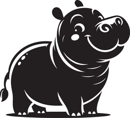 Hippo Silhouette isolated on white background Minimalist hippo vector illustration