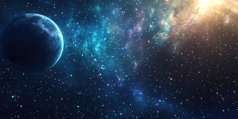 Obraz premium 3D cartoon depiction of stars a planet and a galaxy in open space