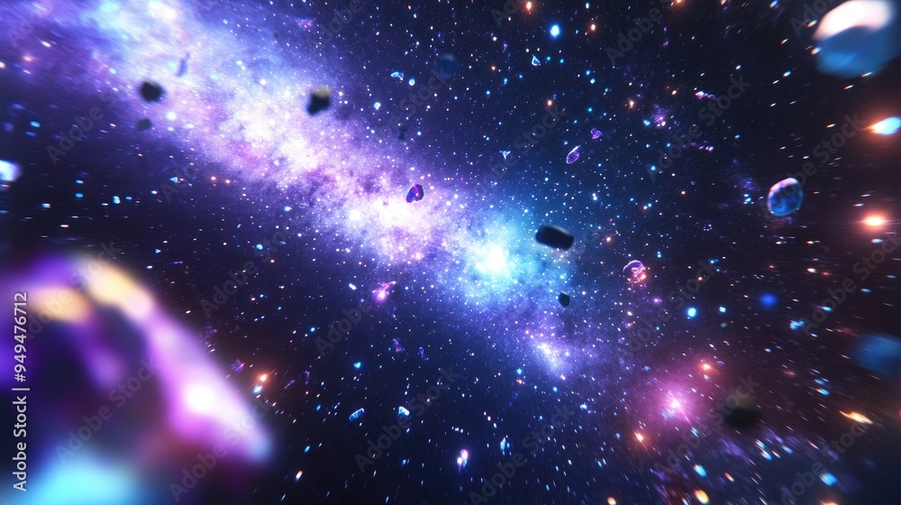 Poster 3d cartoon depiction of a starry outer space background texture