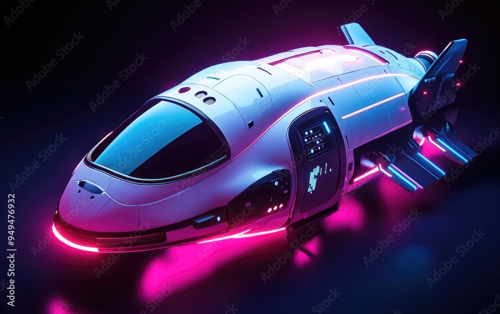 Poster 3D cartoon rendering of a spacefaring Crew Dragon spacecraft designed for transporting up to 7 passengers to and from Earth orbit and beyond