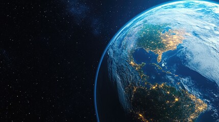 Obraz premium Abstract Earth viewed from space in 3D cartoon rendering