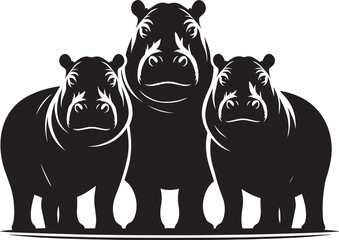 Hippo Silhouette isolated on white background Minimalist hippo vector illustration