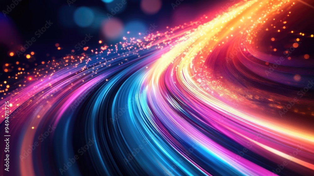 Poster futuristic abstract background with blurred motion and soft lights creating a vibrant and dynamic at