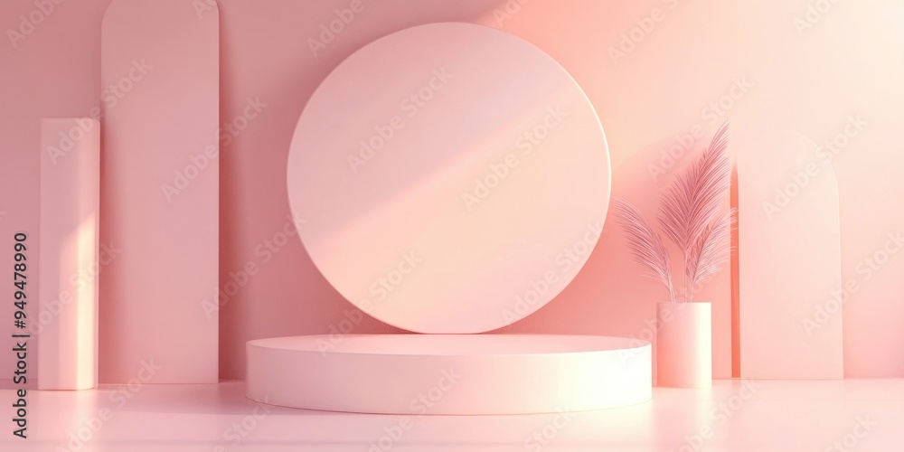 Poster Abstract pastel background minimalist podium mockup for modern display or showcase 3D rendering