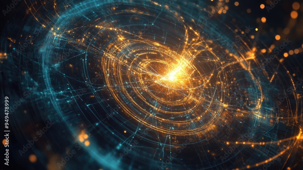 Poster dynamic abstract radial elements created through mathematical design representing the concept of rap