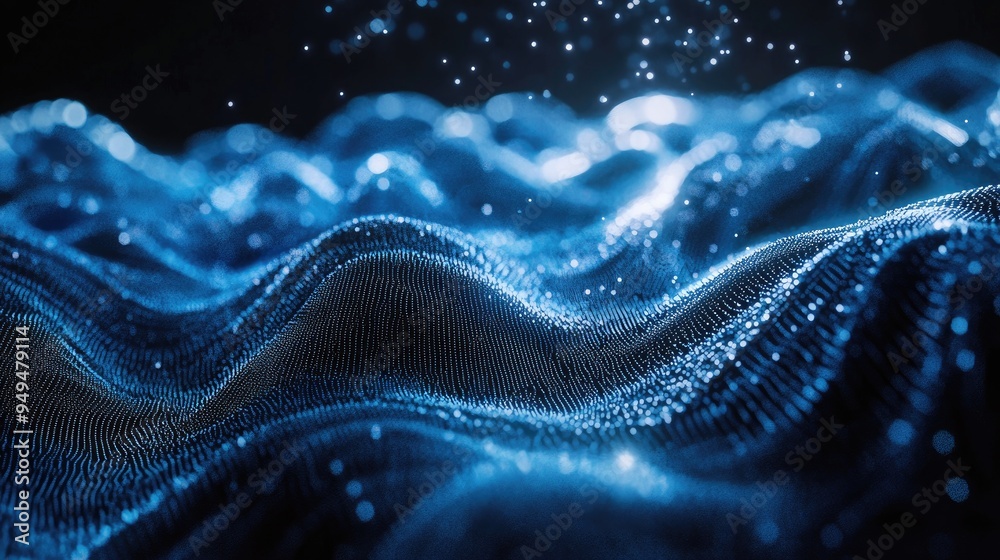 Poster Dynamic particle array 3D technology aesthetic Abstract backdrop