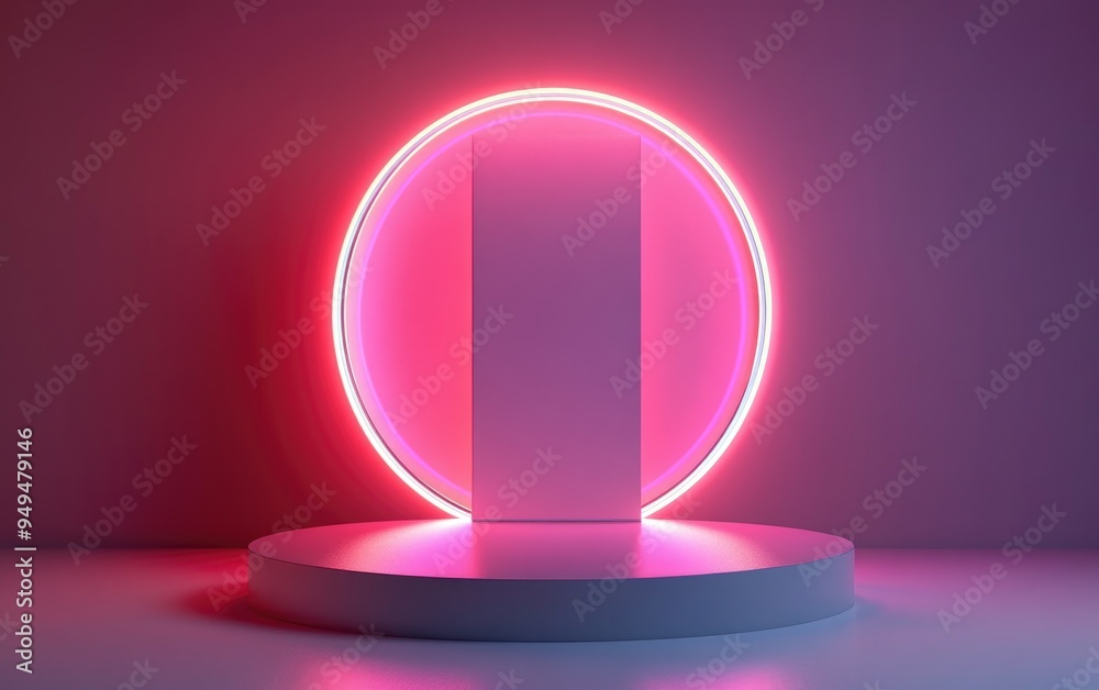 Fototapete Minimalist round podium with a 3D rendered abstract background composition featuring a geometric platform for product display Isolated on a white background with clipping