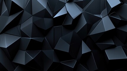 Abstract black geometric background rendered in 3D Dark space display