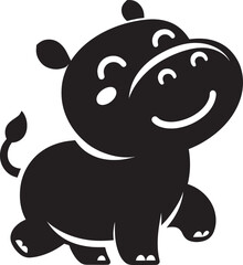 Hippo Silhouette isolated on white background Minimalist hippo vector illustration