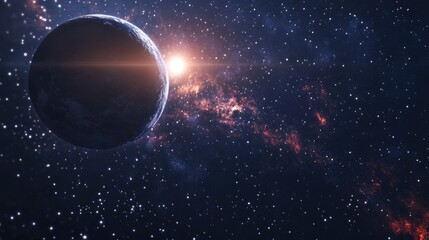 Fototapeta premium Stars of a distant planet and galaxy in open space showcasing the beauty of the cosmos through 3D rendering