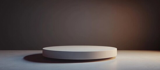 Empty pedestal for showcasing products Mockup of a stage podium platform for display purposes 3D rendering