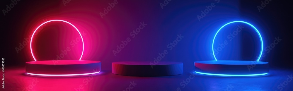 Poster Abstract background featuring 3D geometric podiums for product showcase high quality 3D rendering