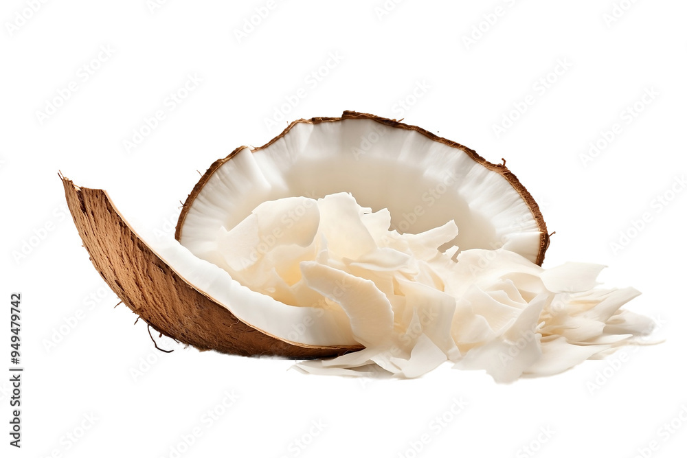 Wall mural fresh coconut shavings with clipping path