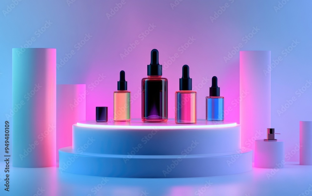 Poster luxury product display on podium 3d render